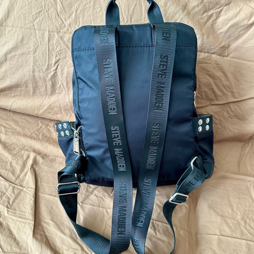 Beautiful Steve Madden Silver Studded Black Backpack - Picture 9 of 16